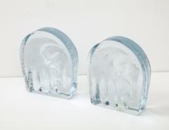  Blenko Glass Co Cast Glass Elephant Bookends - 3259518