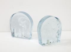  Blenko Glass Co Cast Glass Elephant Bookends - 3259519