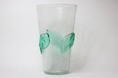  Blenko Glass Co Large Art Glass Vase with applied Green Leaves by Blenko Glass Co 1950s - 2622166