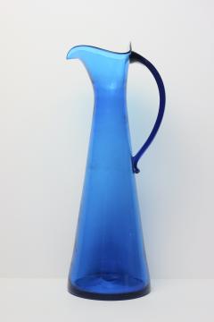  Blenko Glass Co Large Persian Blue Triangle Glass Pitcher by Blenko Glass Co United States - 3869221