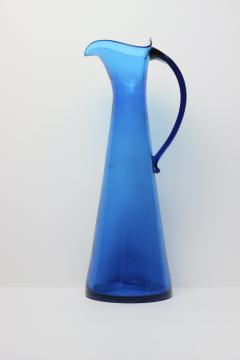  Blenko Glass Co Large Persian Blue Triangle Glass Pitcher by Blenko Glass Co United States - 3869222