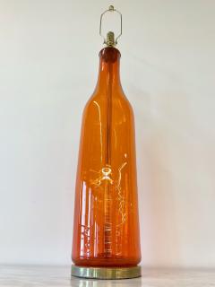  Blenko Glass Co Single Mid Century Large Orange Blown Glass Bottle Shape Table Lamp by Blenko - 3069850
