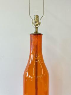  Blenko Glass Co Single Mid Century Large Orange Blown Glass Bottle Shape Table Lamp by Blenko - 3069852