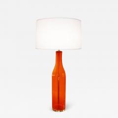  Blenko Glass Co Single Mid Century Large Orange Blown Glass Bottle Shape Table Lamp by Blenko - 3280041