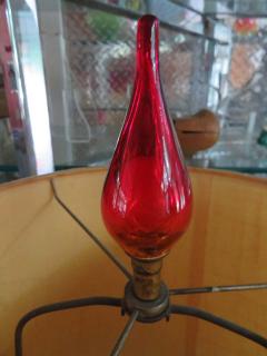  Blenko Glass Co Stunning Amberina Orange Red Blenko Lamp Mid Century Modern - 1600675