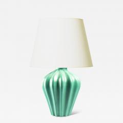  Bo Fajans Large Swedish Modern Table Lamp in Bright Celadon by Ewald Dahlskog - 3496404