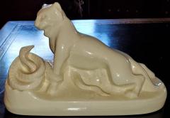  Boch Fr res Keramis Co Art Deco Boch Freres by Charles Catteau Porcelain Panther and Snake - 2021753