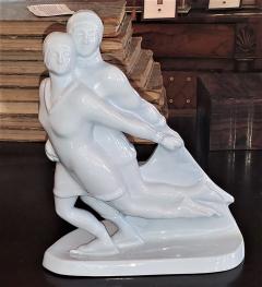  Boch Fr res Keramis Co Belgian Art Deco Charles Catteau BFK Ice Skater Sculpture - 1795635