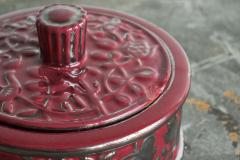  Boch Fr res Keramis Co Boch Fr res Keramis Pink Lidded Bowl with Silver Glazed Flowers and Butterflies - 4608401