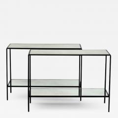  Boch Fr res Keramis Co Pair of Rectiligne Narrow Mirrored End Table - 1062643