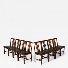  Bodafors Bertil Fridhagen Rosewood Black Vinyl Eight Dining Chairs Sweden 1960s - 4092521