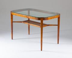  Bodafors Swedish Modern Coffee Table in Birch Glass and Rattan by Bodafors 1940s - 1619689