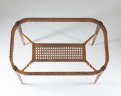  Bodafors Swedish Modern Coffee Table in Birch Glass and Rattan by Bodafors 1940s - 1619695