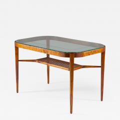  Bodafors Swedish Modern Coffee Table in Birch Glass and Rattan by Bodafors 1940s - 1620466