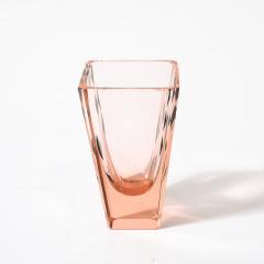  Bohemia Crystal Art Deco Bohemia Glass Cubist Decanter Set in Smoked Rose W Diamond Patterning - 3819392
