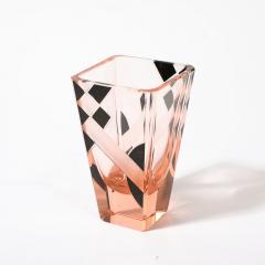  Bohemia Crystal Art Deco Bohemia Glass Cubist Decanter Set in Smoked Rose W Diamond Patterning - 3819398