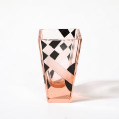  Bohemia Crystal Art Deco Bohemia Glass Cubist Decanter Set in Smoked Rose W Diamond Patterning - 3819499