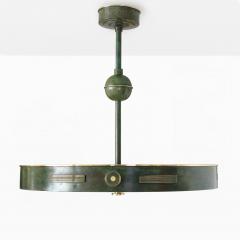  Bohlmarks AB B hlmarks Swedish Art Deco patinated brass and acid etched glass pendant - 1981621