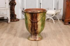  Boisset Large French Boisset Anduze Jar with Brown Green Glaze and Swags 21st Century - 3601959