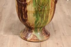  Boisset Large French Boisset Anduze Jar with Brown Green Glaze and Swags 21st Century - 3601960