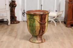  Boisset Large French Boisset Anduze Jar with Brown Green Glaze and Swags 21st Century - 3602016