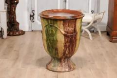  Boisset Large French Boisset Anduze Jar with Brown Green Glaze and Swags 21st Century - 3602033