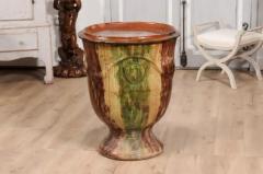  Boisset Large French Boisset Anduze Jar with Brown Green Glaze and Swags 21st Century - 3602039