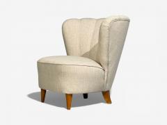  Boman OY Carl Johan Boman Easy Chairs Beige Linen Wood Finland 1950s - 4477836