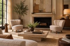  Boman OY Carl Johan Boman Lounge Chairs Beige Linen Wood Finland 1950s - 4795536
