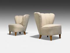  Boman OY Carl Johan Boman Settee Beige Linen Wood Finland 1950s - 4477920