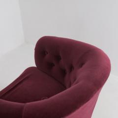 Boman OY Pair of Finnish Design Curved Armchairs in Red Velvet Attr to Boman Circa 1940s - 4600273
