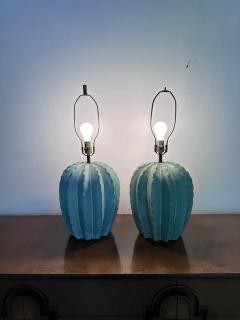  Bon Art Post Modern Pair of Bon Art Cactus Plaster Table Lamps Southwestern Style - 3114064