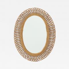  Bonacina 1950s Oval Bamboo and Rattan Mirror by Bonacina - 2922366