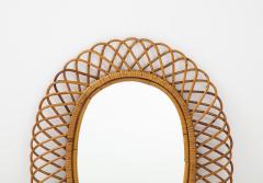  Bonacina 1950s Oval Bamboo and Rattan Mirror by Bonacino - 2921371