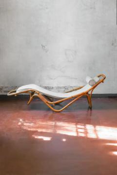  Bonacina Bonacina 1889 reclining chaise longue in rush and original fabric - 3639097