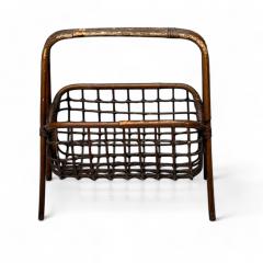  Bonacina Bonacina Attr Italian Mid Century Modern Magazine Rack Bamboo Wood 1960s - 3937601