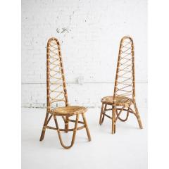  Bonacina Bonacina Rattan High Back Chairs a Pair - 4005292