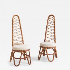  Bonacina Bonacina Rattan High Back Chairs a Pair - 4005669