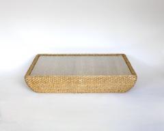  Bonacina ITALIAN RAFFIA AND GLASS TOP COFFEE TABLE ATTRIBUTED TO BONACINA C1970 - 3651286