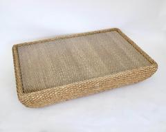  Bonacina ITALIAN RAFFIA AND GLASS TOP COFFEE TABLE ATTRIBUTED TO BONACINA C1970 - 3651294