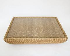  Bonacina ITALIAN RAFFIA AND GLASS TOP COFFEE TABLE ATTRIBUTED TO BONACINA C1970 - 3651296