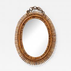  Bonacina Italian 1950s Oval Bamboo Mirror with Chain - 3371720