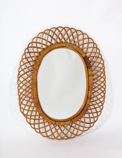  Bonacina Italian Bonacina Bamboo Oval Mirror circa 1950 - 2924183