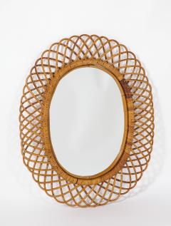  Bonacina Italian Bonacina Bamboo Oval Mirror circa 1950 - 2924190