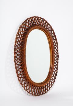  Bonacina Italian Bonacina Bamboo Oval Mirror circa 1950 - 2924207