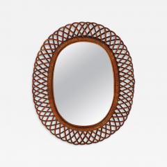  Bonacina Italian Bonacina Bamboo Oval Mirror circa 1950 - 2927589