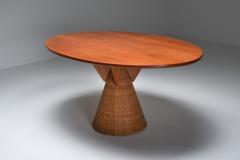 Bonacina Italian Design Oval Mid Century Modern Dining Table on a Rattan Base 1970s - 2038936