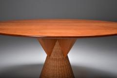  Bonacina Italian Design Oval Mid Century Modern Dining Table on a Rattan Base 1970s - 2038945