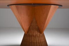  Bonacina Italian Design Oval Mid Century Modern Dining Table on a Rattan Base 1970s - 2038946