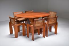  Bonacina Italian Design Oval Mid Century Modern Dining Table on a Rattan Base 1970s - 2038947